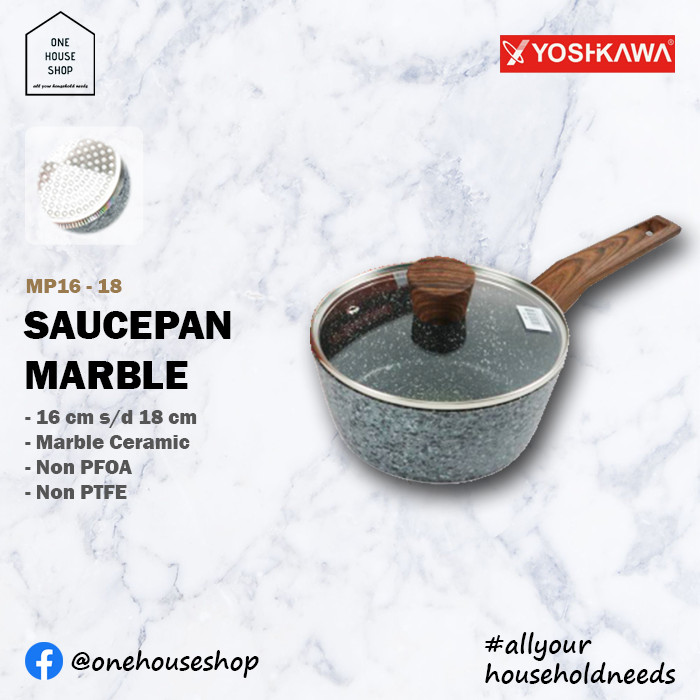 Panci Saucepan Marble Ceramic Anti Lengket Yoshikawa Premium – 14 cm